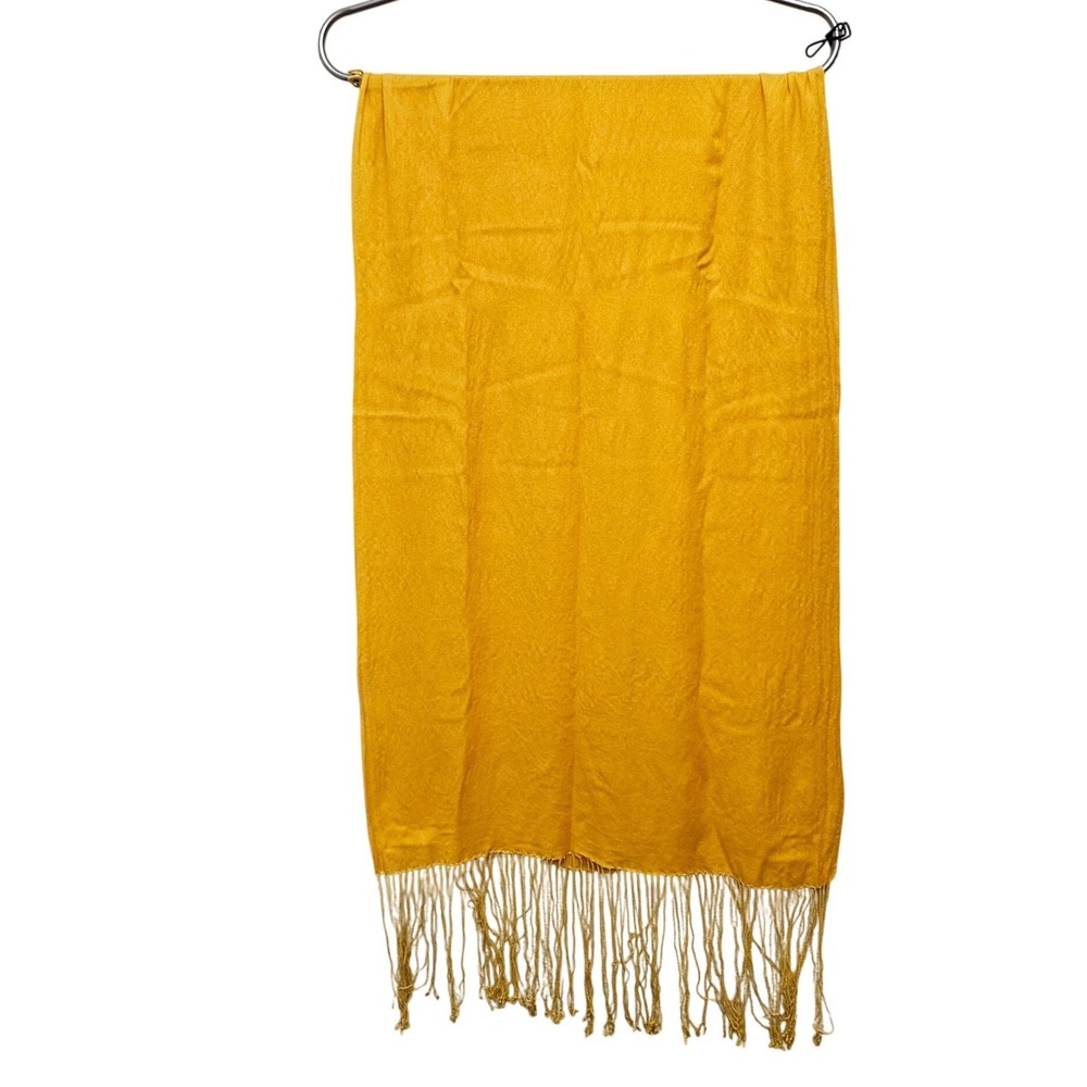 Bloomingdales Scarf Womens Yellow Silk Cashmere Blend Fringe Wrap Pashmina